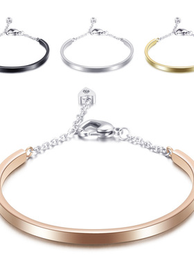 时尚风钛钢心形吊坠可调节手环