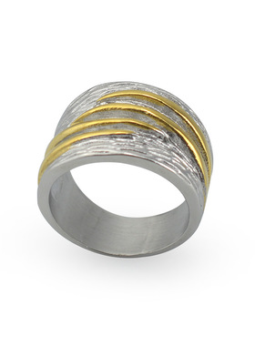 欧美风缠绕多层次雕刻钛钢戒指