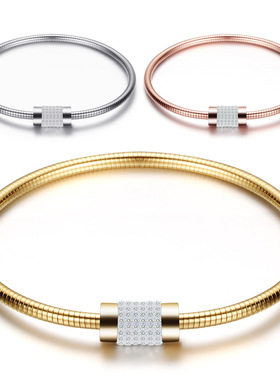 手环手镯时尚风镶钻钛钢手环