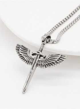 时尚钛钢项链欧美复古十字架天使