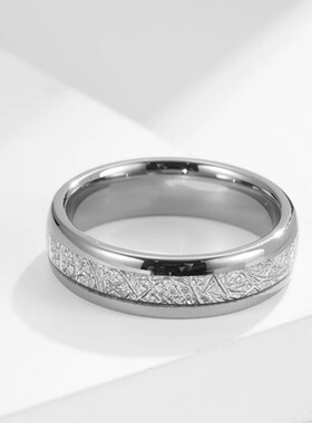 时尚男女戒指 468毫米弧形钨钢镶嵌冰丝情侣对戒防剐蹭钨金戒指