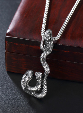 时尚钛钢项链  欧美创意蛇吊坠潮流生肖蛇男士钛钢项链