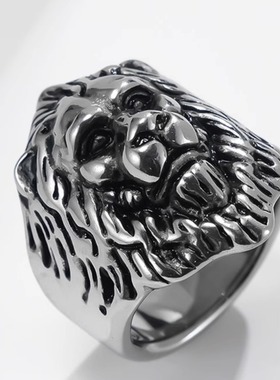 时尚钛钢戒指 欧美霸气狮子头钛钢戒指环 草原雄狮王钛钢戒指指环