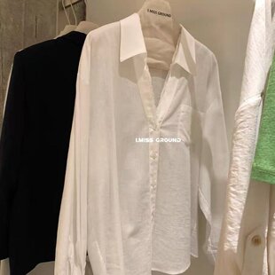 IMISS 韩系蕾丝边衬衫女纯欲风百搭宽松通勤长袖白色衬衣显瘦气质