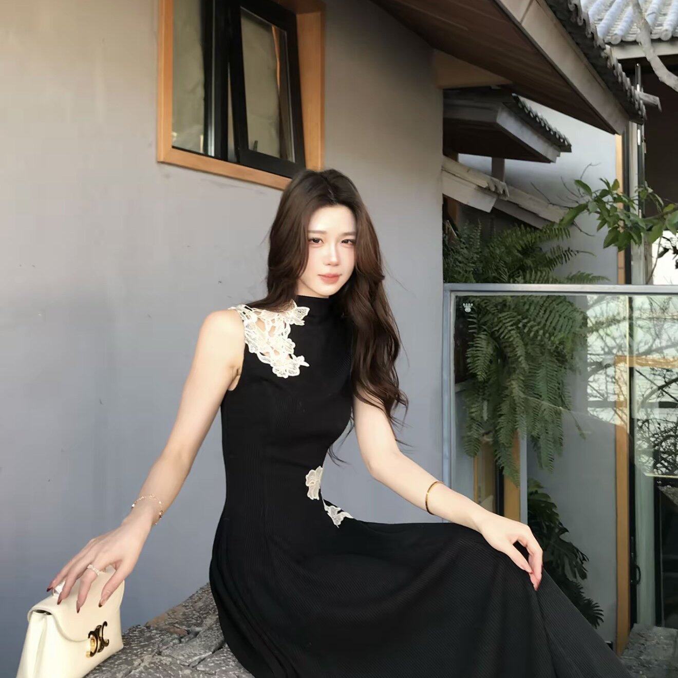 木子李的李墨上霜花早春气质氛围连衣裙
