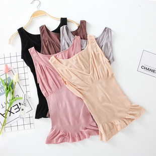 无缝背心收腹美体女士打底衫 日系简约一片式 V领大弹力 包邮 两件