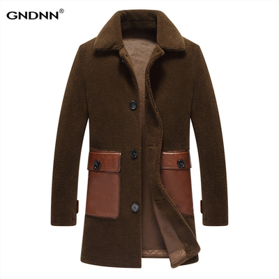 加肥大码皮毛一体男皮草皮衣中长款颗粒羊剪绒大衣羊羔毛外套胖子