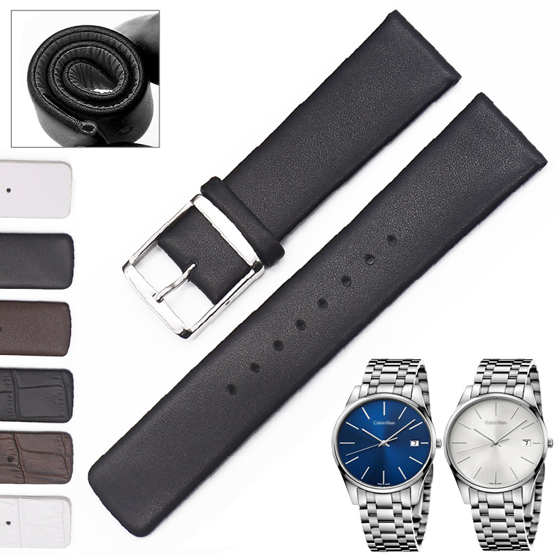 适用CK表带K4N231针扣真皮表带K4N手表链配件K4N211男20mm女18mm