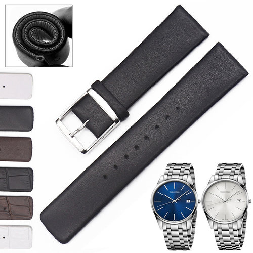 适用CK表带K4N231针扣真皮表带K4N手表链配件K4N211男20mm女18mm