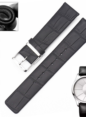 适合CK表带真皮针扣配件K0S211/K2F211男小牛皮表带皮表链22mm