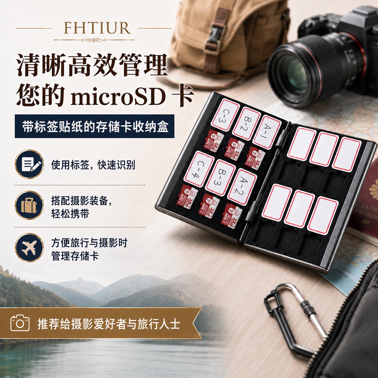 TF卡收纳Micro SD内存卡保护盒带标签贴纸EVA防静电内胆存储卡盒