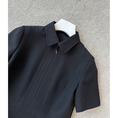 万人迷气质小黑裙！牛货C级！D*O*优雅气质意D利 混纺短袖连衣裙