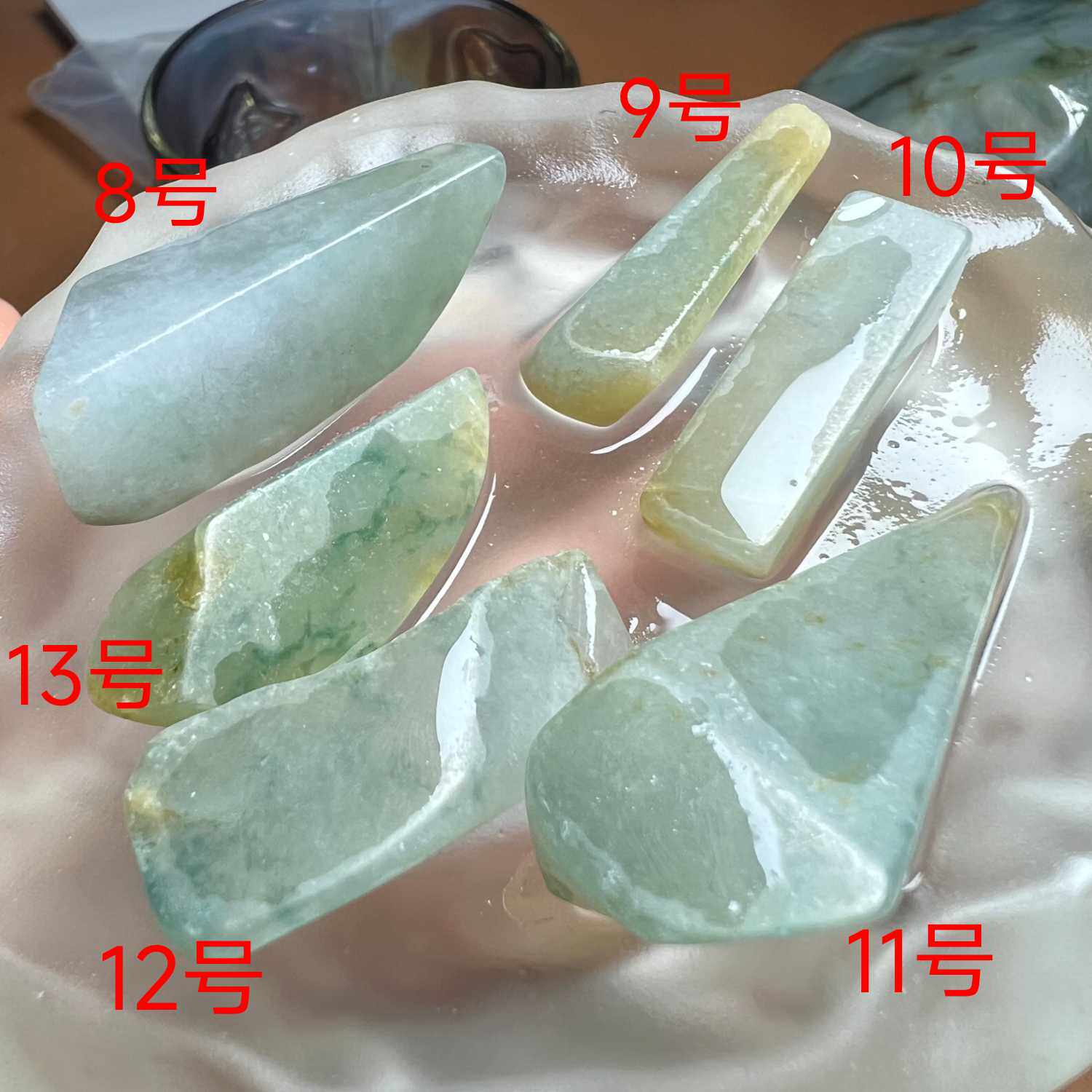 缅甸天然翡翠a货糯化冰种飘蓝花小料福豆福瓜如意吊坠定制