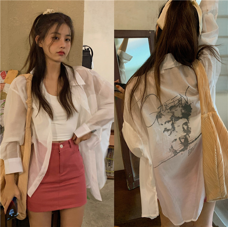 Real price Korean loose long sleeve sunscreen versatile shirt