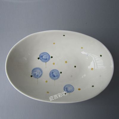 釉下彩创意陶瓷盘子和风手绘饭店