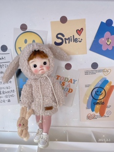 毛圈长耳朵连帽卫衣六分bjd娃衣点点体胖点体少女鱼体小布娃衣GSC