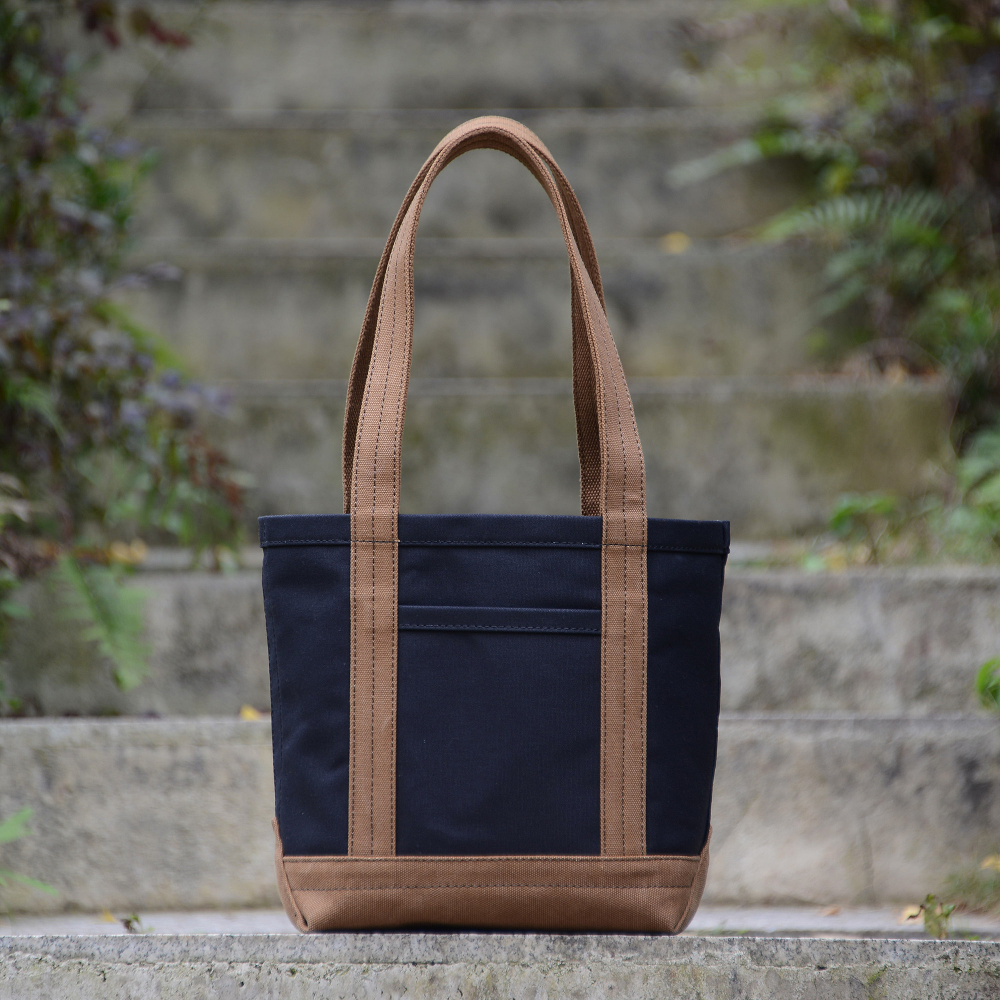 uivy帆布包拼色黑棕长带单肩手提