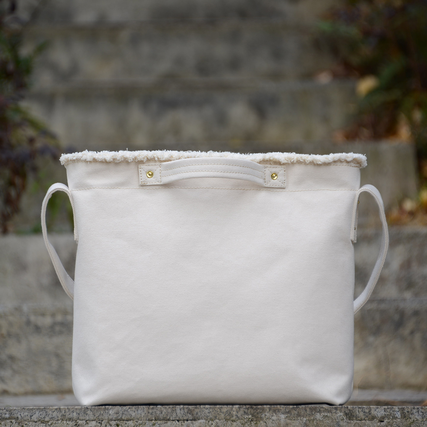 重磅厚硬帆布托特tote包 白色简约高级感单肩手提可定制uivy原创