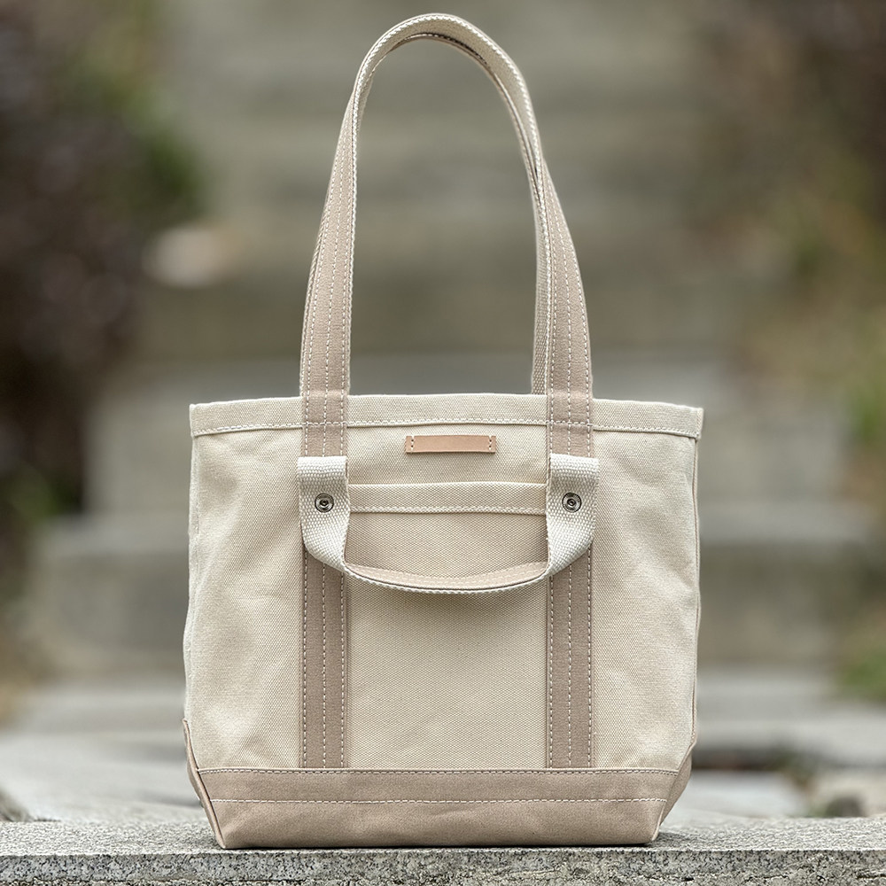 重磅厚硬帆布托特tote包 胡粉白 双手提大容量通勤uivy原创设计