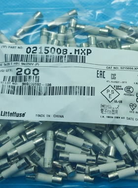 0215008.MXP美国力特5*20慢熔陶瓷保险丝管 T8A250V LF.T8AH250VP
