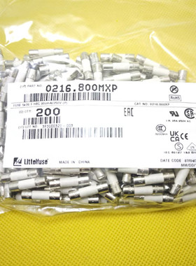 0216.800MXP力特陶瓷保险丝管5*20 800mA 250V F800mAH250VP 快熔