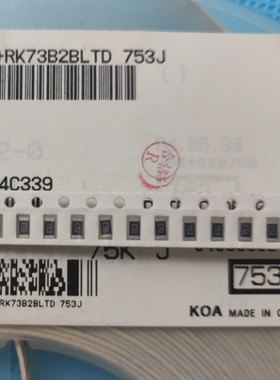 进口贴片电阻KOA+RK73B2BLTD753J  1206 J 75KΩ 5%（出售100片）
