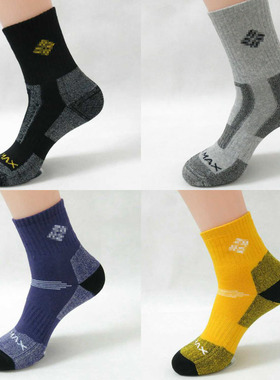 4双 加厚运动袜男户外袜子女纯棉保暖速干登山徒步COOLMAX中筒袜