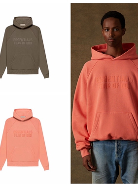 过验ESSENTIALS植绒字母LOGO套头S22连帽卫衣男女同款FOG复线帽衫