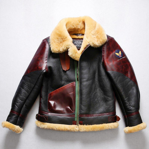Vintage绵羊皮皮毛一体B3飞行服