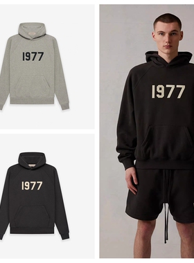 过验ESSENTIALS植绒1977加绒连帽卫衣男女同款FOG复线外套帽衫潮