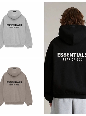 过验ESSENTIALS字母LOGO加绒FW24连帽卫衣男女同款FOG复线帽衫潮