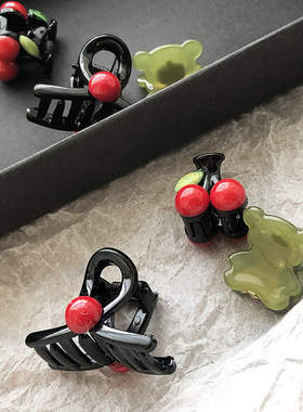 ILLIMITE韩代女绿色小熊红色樱桃蝴蝶结减龄百搭树脂日韩风小发抓