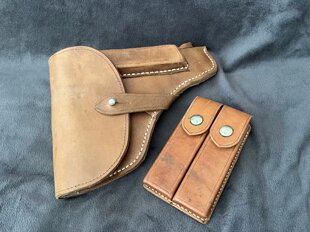 库存公发70年代59式苏联马卡洛夫PM加厚牛皮仓套战术头层皮腰包