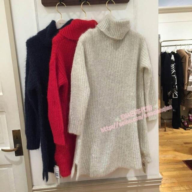秋冬长袖针织连衣裙高领打底裙加厚中长款a字毛衣裙女 620G