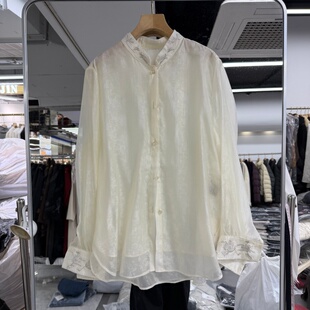 新款 立领钉珠装 流行女装 上衣小衫 饰洋气显气质百搭 衬衫 2026年春装