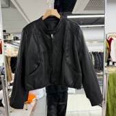 欧洲站2026年春装 外套水洗皮机车服 PU皮外套皮衣短款 新款 流行女装