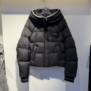 短款 流行女装 羽绒服毛线针织拼接连帽领90白鸭绒潮 新款 2025年冬装