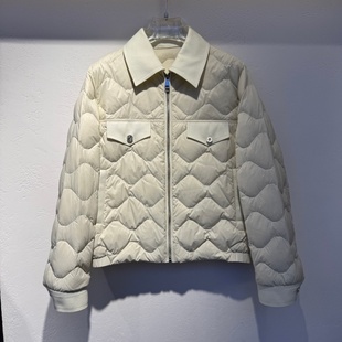 鹅绒服保暖显瘦衬衫 90白鹅绒羽绒服短款 领 流行女装 2025年秋冬新款