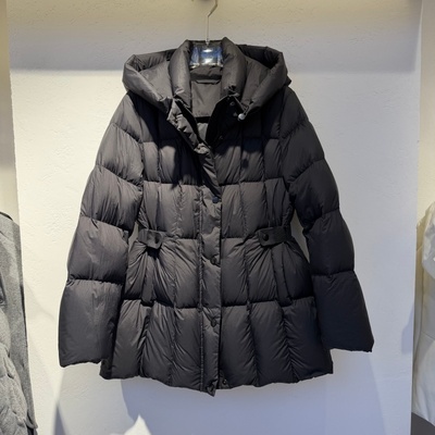 2025年冬装新款流行女装90白鸭绒羽绒服抽绳系腰带修身显瘦连帽领