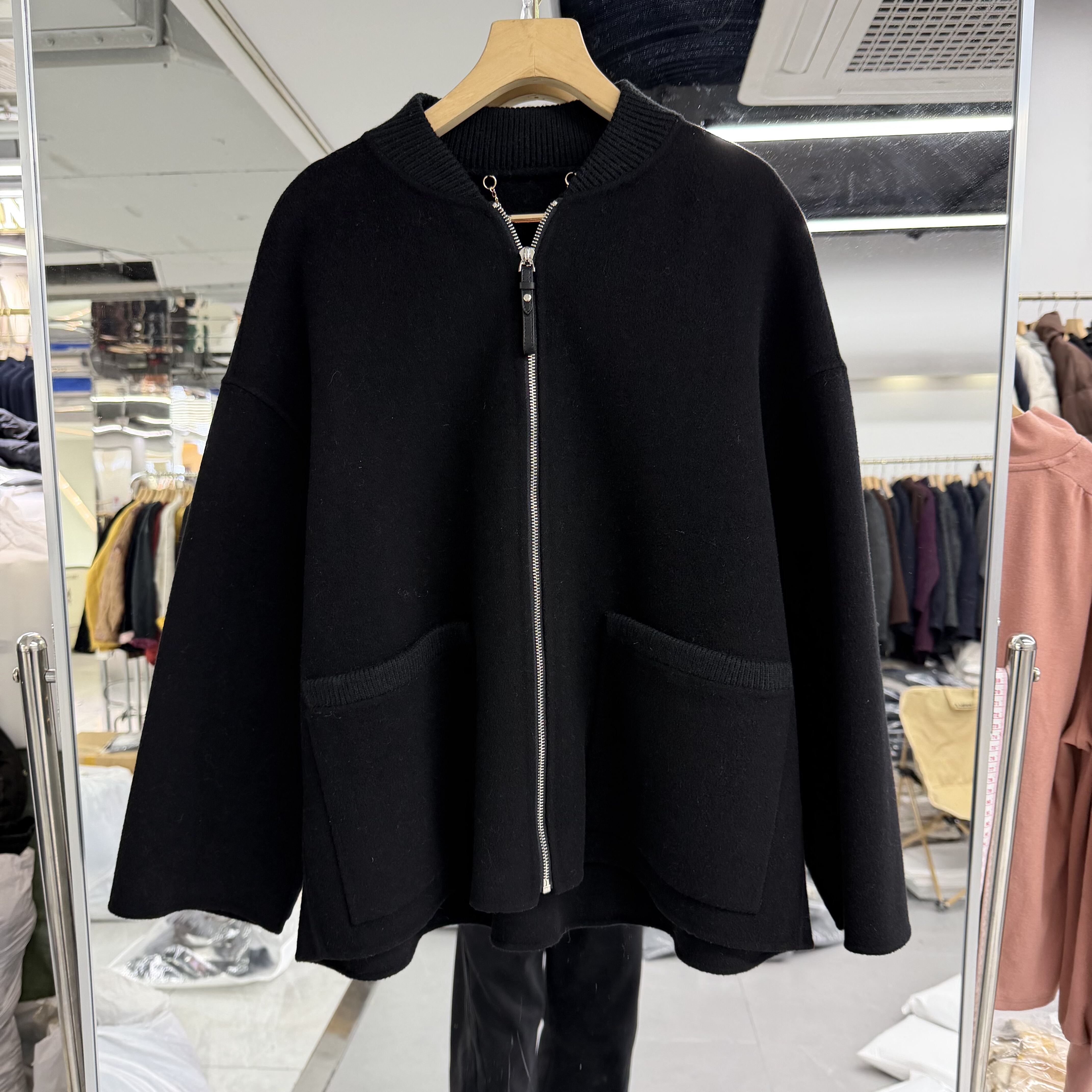 特价处理2025年冬装新款流行女装双面羊绒大衣拉链门禁宽松显瘦潮