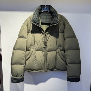 短款 流行女装 羽绒服90鸭绒保暖显瘦格子领口拼接潮 新款 2025年冬装
