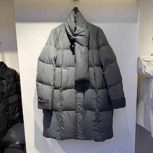 仿牛仔面料90白鸭绒羽绒服配围脖保暖显瘦 流行女装 2025年冬装 新款