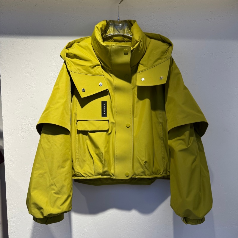 欧货女装冲锋衣羽绒服2025年冬装新款小个子短款90鸭绒保暖连帽领