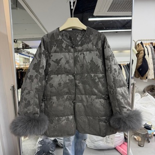 女装 口狐狸毛装 鹅绒羽绒服2025年冬装 袖 饰可脱卸国风潮 新款 新中式