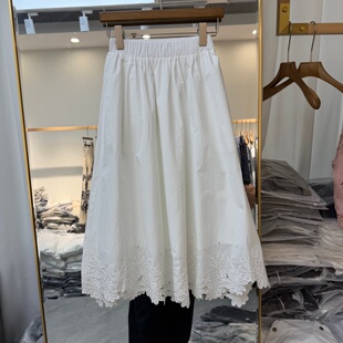 韩版 流行女装 棉布半身裙蕾丝花边下摆A字裙洋气潮 新款 2026年春装