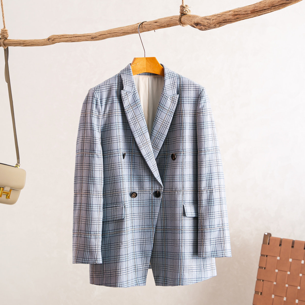 经典链条亚麻西装外套