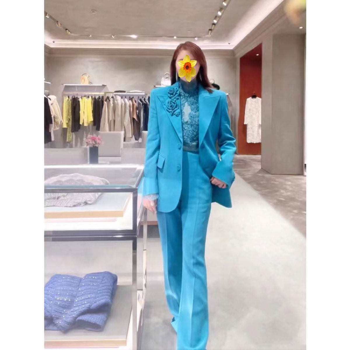 丝羊毛2023年花朵套装气质范优雅