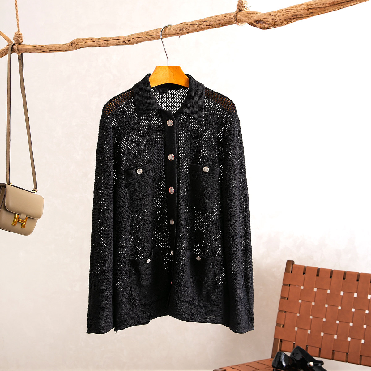 蝴蝶结刺绣开衫百搭长袖外套