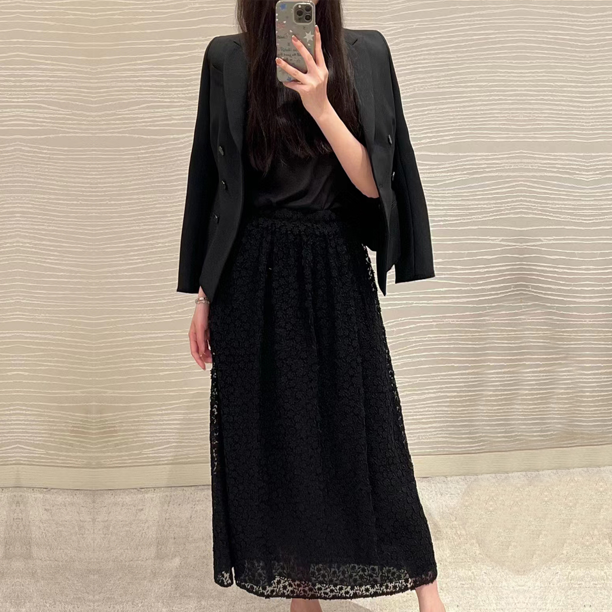 中长款a字裙轻奢A型蕾丝半裙百搭