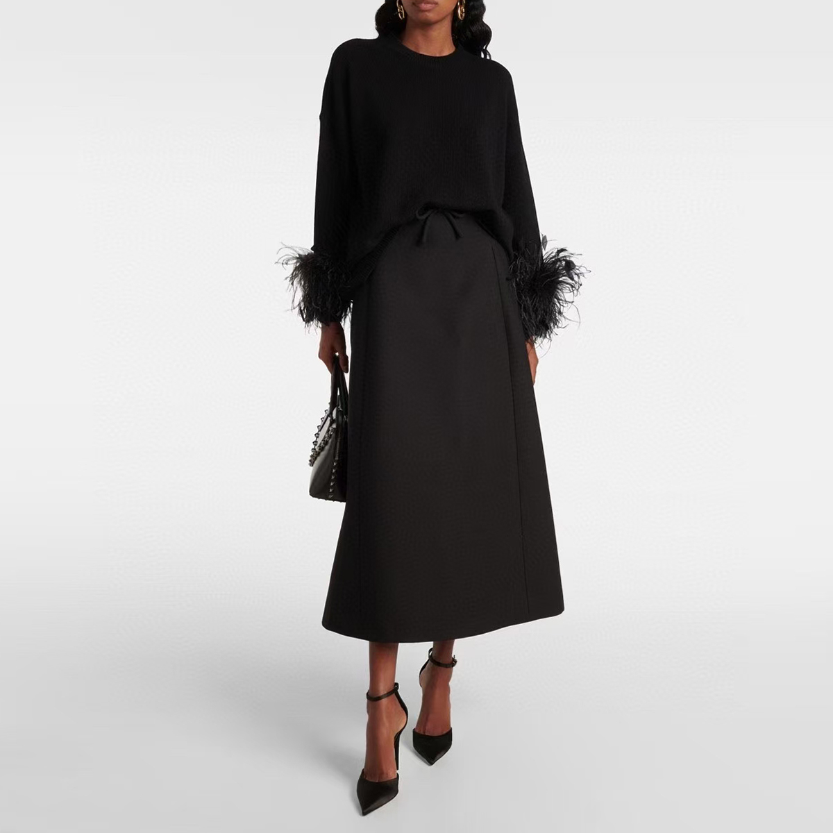 中长款大摆裙轻奢A型蝴蝶结半裙